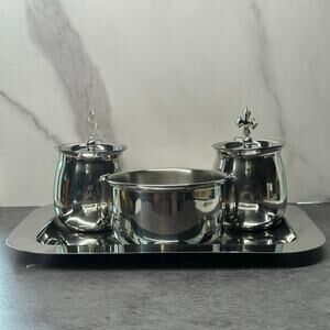 Catholic Sudbury Brass Cruet Set with Tray and Bowl 5 Ounce